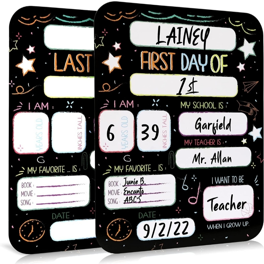 First & Last Day of School Easy to Write on Board Signs. 12 Boards. New.